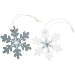 Gifi Suspension Noël motifs flocon et cerf blanche et grise x12^ Décoration Sapin