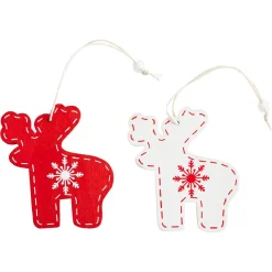 Gifi Suspension Noël motifs flocon et cerf blanche et rouge x12^ Décoration Sapin