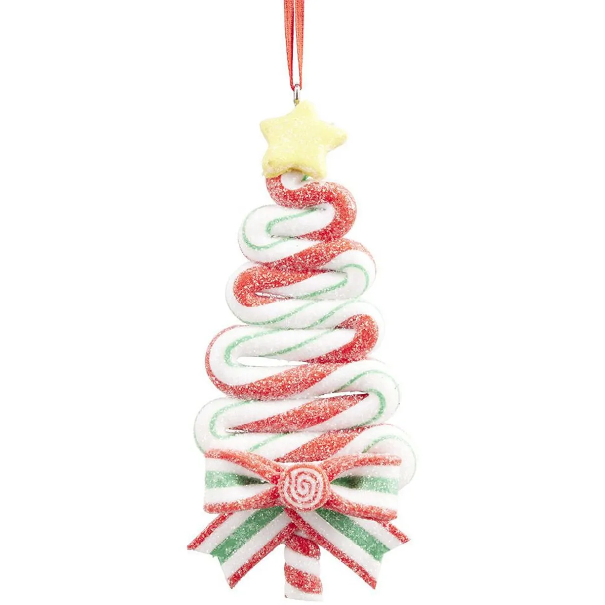 Gifi Suspension Noël sapin en sucre d orge pailleté rouge vert blanc H.10,5 cm^ Décoration Sapin