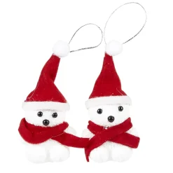 Gifi Suspension ourson blanc et rouge x2^ Décoration Sapin