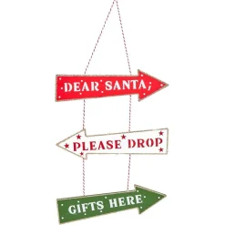 Gifi Suspension panneaux Dear Santa en bois 17xH20cm^ Décoration Intérieure De Noël
