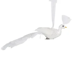 Gifi Suspension paon blanc neige pailleté Noël^ Décoration Sapin