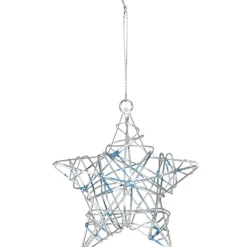 Gifi Suspension étoile de Noël argentée bleue^ Décoration Sapin