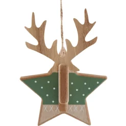 Gifi Suspension Tête de cerf support étoile mdf vert naturel^ Décoration Sapin