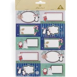 Gifi Étiquette cadeau autocollante Noël motif pingouin ours 4x8cm x10^ Loisirs Créatifs Et Emballage Cadeau