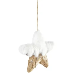 Gifi Étoile de Noël à suspendre bois fausse fourrure blanche effet neige^ Décoration Sapin