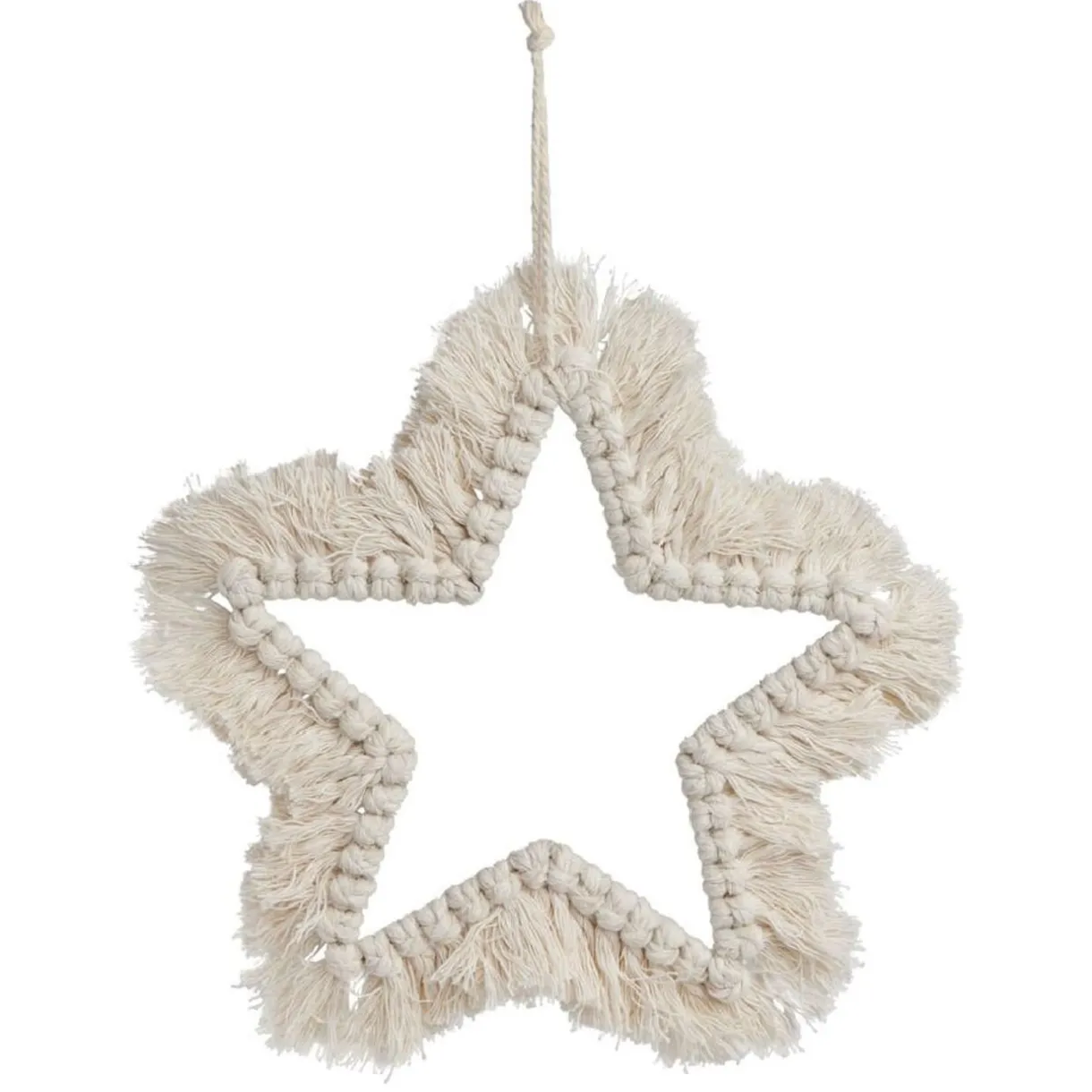 Gifi Étoile de Noël à suspendre macramé beige 21x21cm^ Décoration Sapin