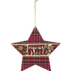 Gifi Étoile de Noël en bois tartan^ Décoration Sapin