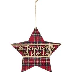 Gifi Étoile de Noël en bois tartan^ Décoration Sapin
