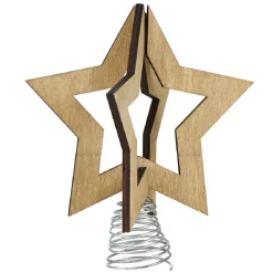 Gifi Étoile de Noël sur socle à ressort bois naturel^ Décoration Sapin