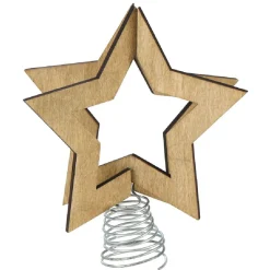 Gifi Étoile de Noël sur socle à ressort bois naturel^ Décoration Sapin