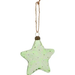 Gifi Étoile en verre à suspendre vert et blanc design artisanal H10,5cm^ Décoration Sapin