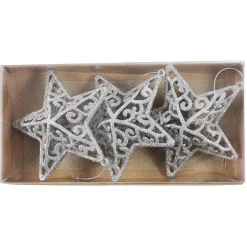 Gifi Étoile pailletée argentée à suspendre H.11 cm x3^ Décoration Sapin