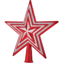 Gifi Étoile tête de sapin en plastique Rouge argenté^ Décoration Sapin