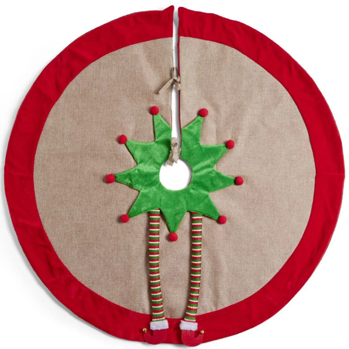 Sale Gifi Tour de sapin décor rouge et vert pieds de lutin Ø90cm