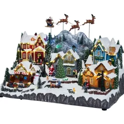 Gifi Train décor montagne animé musical 62LED multicolores 57,5x33xH37cm^ Décoration Intérieure De Noël