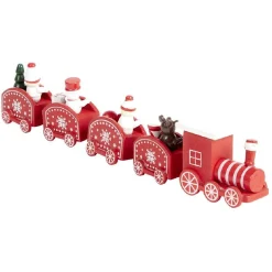 Gifi Train de Noël en bois rouge ou vert L24xH4,5cm^ Décoration Intérieure De Noël