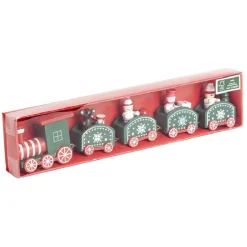 Gifi Train de Noël en bois rouge ou vert L24xH4,5cm^ Décoration Intérieure De Noël