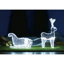 Gifi Traineau du Père Noël lumineux blanc^ Décoration Extérieure De Noël