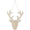 Gifi Tête de cerf en bois motif fleur blanc naturel^ Décoration Sapin