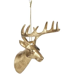 Gifi Tête de renne déco Noël à suspendre dorée^ Décoration Sapin
