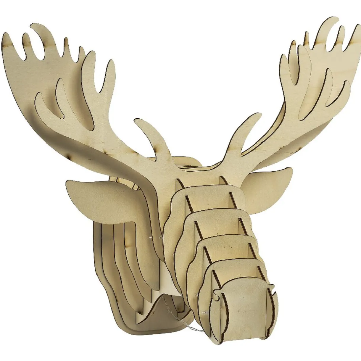 Gifi Tête de renne en bois lumineux 20 Led Blanc chaud^ Décoration Extérieure De Noël