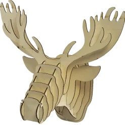 Gifi Tête de renne en bois lumineux 20 Led Blanc chaud^ Décoration Extérieure De Noël