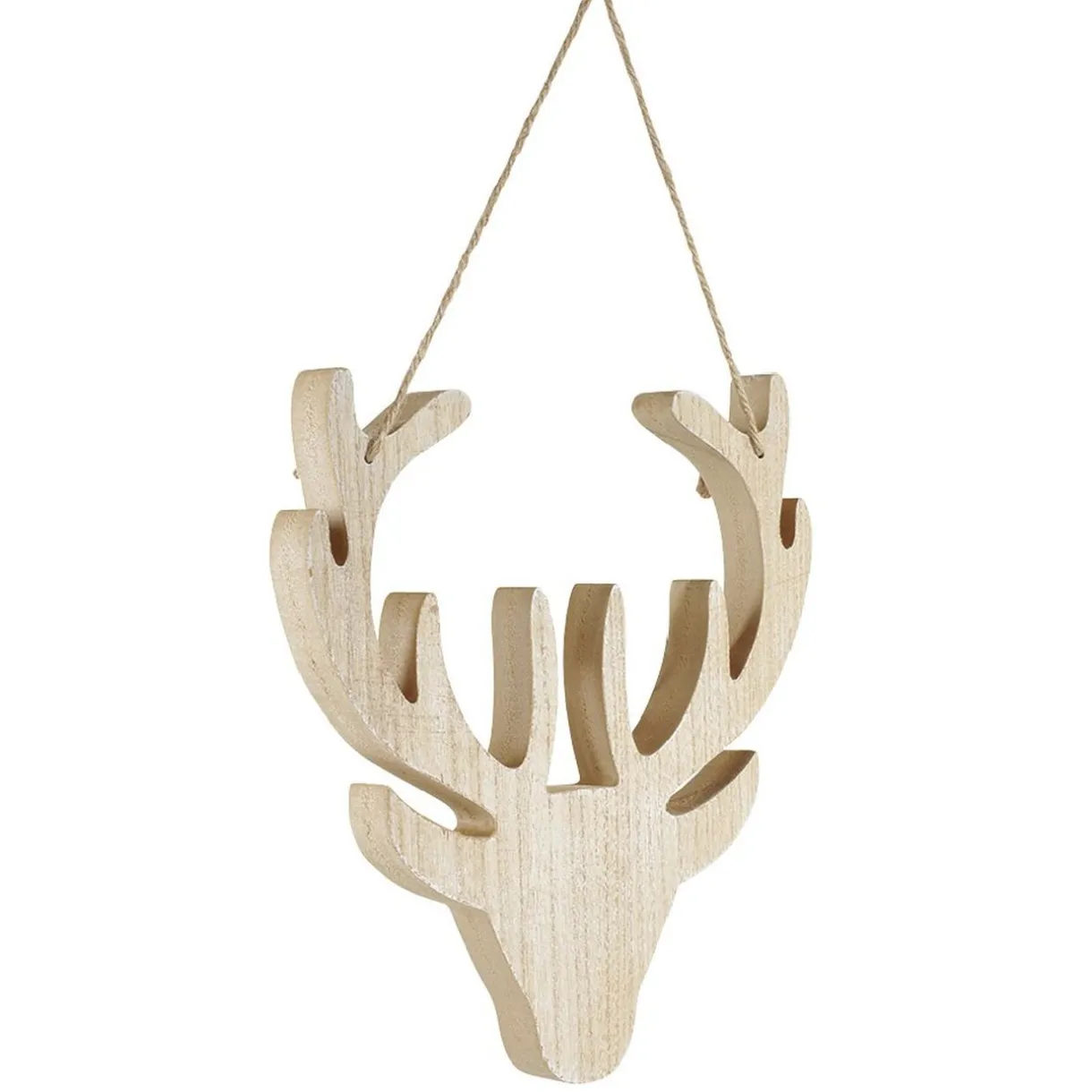 Gifi Tête de Renne mdf beige naturel à suspendre^ Décoration Sapin