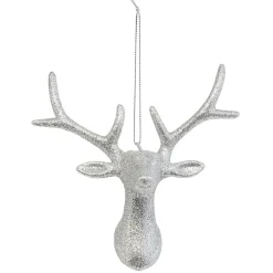 Gifi Tête de Renne pailleté argenté à suspendre^ Décoration Sapin