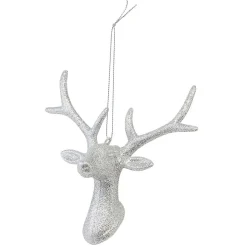 Gifi Tête de Renne pailleté argenté à suspendre^ Décoration Sapin