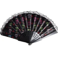 Outlet Gifi Éventail Halloween pliant tête de mort mexicaine 43x23cm