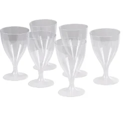 Best Gifi Verre bas à pied en plastique transparent réutilisable x6