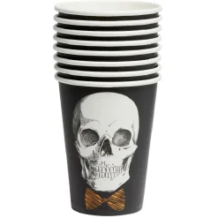 Online Gifi Verre papier Halloween imprimé squelette gentleman noir et blanc x8