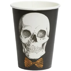 Online Gifi Verre papier Halloween imprimé squelette gentleman noir et blanc x8