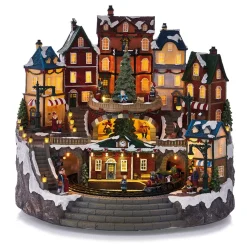 Gifi Village animé lumineux et musical 34 LED^ Décoration Intérieure De Noël