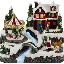 Gifi Village de Noël animé lumineux musical 18 LED multicolores^ Décoration Intérieure De Noël