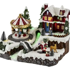 Gifi Village de Noël animé lumineux musical 18 LED multicolores^ Décoration Intérieure De Noël