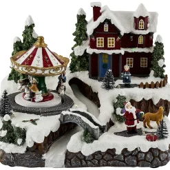 Gifi Village de Noël animé lumineux musical 18 LED multicolores^ Décoration Intérieure De Noël