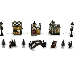 Gifi Village de Noël lumineux décor et personnages 12 pièces^ Décoration Intérieure De Noël