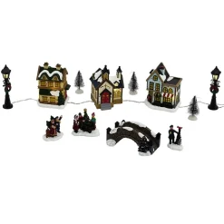 Gifi Village de Noël lumineux décor et personnages 12 pièces^ Décoration Intérieure De Noël