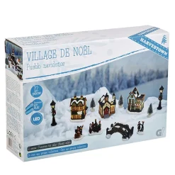 Gifi Village de Noël lumineux décor et personnages 12 pièces^ Décoration Intérieure De Noël