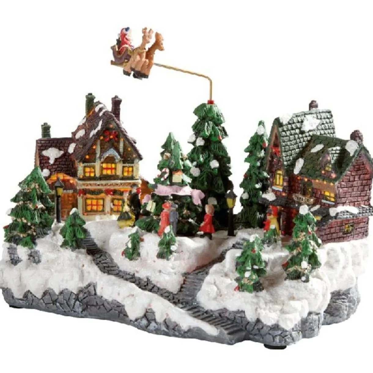 Gifi Village de Noël lumineux et musical^ Décoration Extérieure De Noël