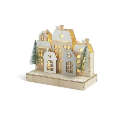 Gifi Village de Noël lumineux en bois 7LED^ Décoration Intérieure De Noël