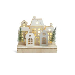 Gifi Village de Noël lumineux en bois 7LED^ Décoration Intérieure De Noël