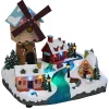Gifi Village de Noël lumineux 18LED avec moulin à vent musical et animé H22cm^ Décoration Intérieure De Noël