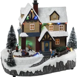 Gifi Village de Noël lumineux musical 13 led multicolore^ Décoration Extérieure De Noël