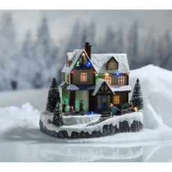 Gifi Village de Noël lumineux musical 13 led multicolore^ Décoration Extérieure De Noël