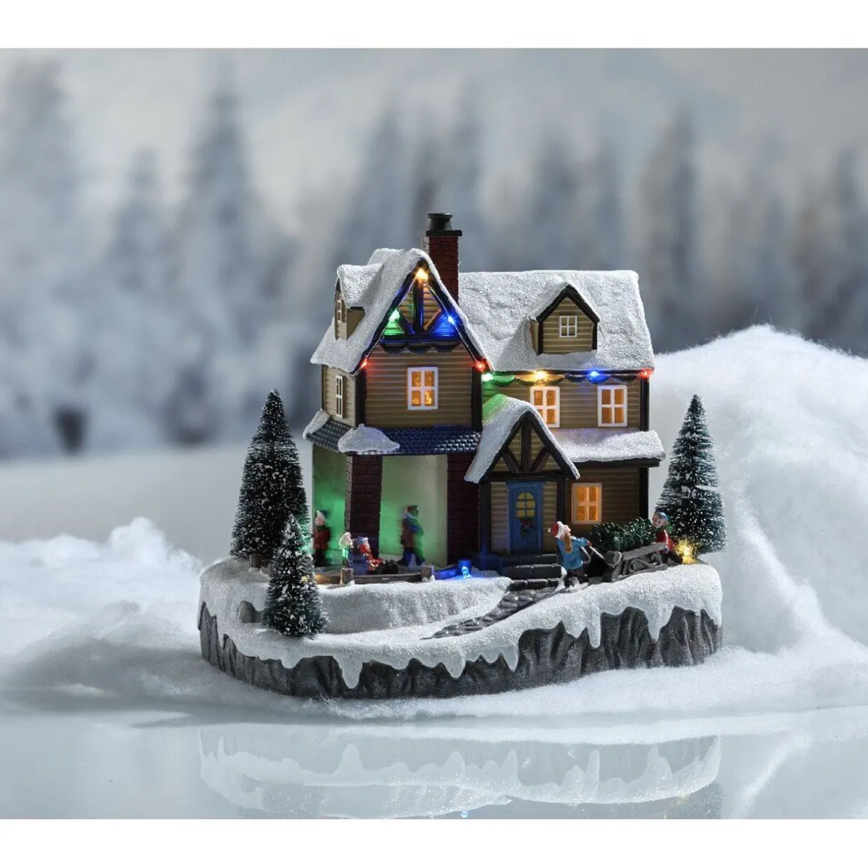 Gifi Village de Noël lumineux musical 13 led multicolore^ Décoration Extérieure De Noël