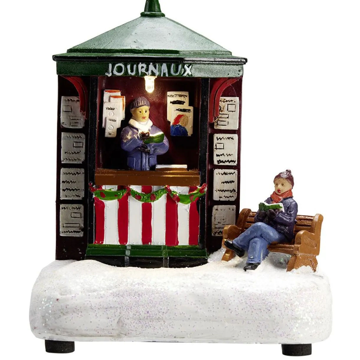 Gifi Village de Noël stand vente de journaux lumineux LED blanc chaud fixe^ Décoration Intérieure De Noël